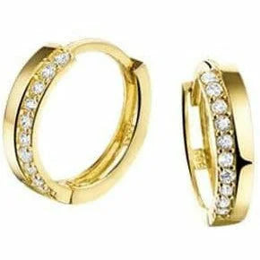 Gouden klapoorringen zirkonia 2,5 x 12 mm