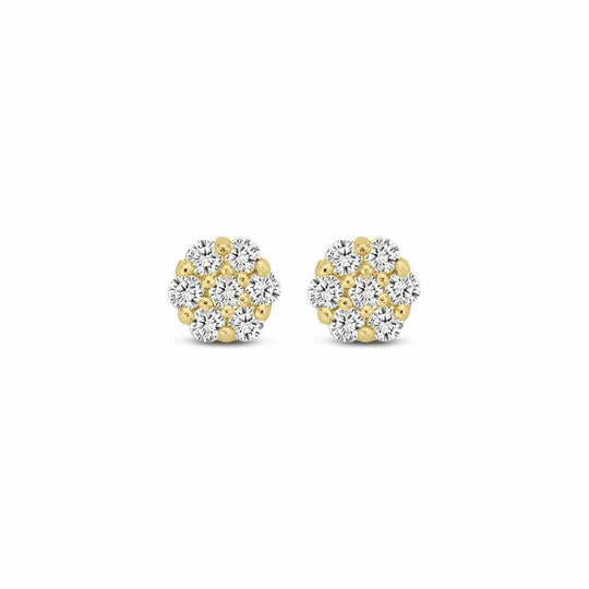 Gouden oorbellen 5,2mm Pavé 1,75mm zirkonia