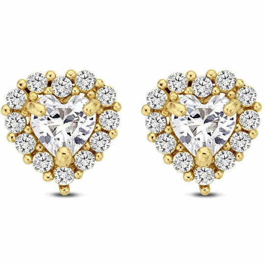 Gouden oorbellen 5mm hart 3mm 1mm zirkonia