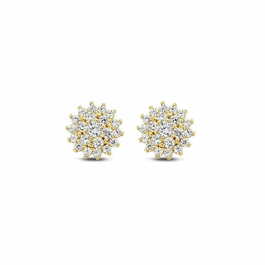 Gouden oorbellen 6mm bloem 1,75mm zirkonia