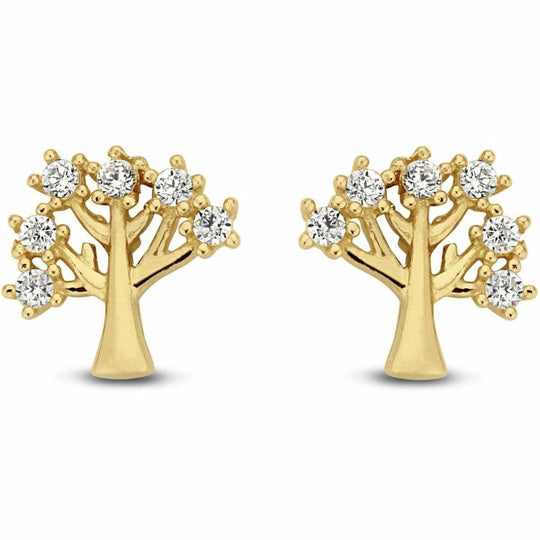 Gouden oorbellen 6mm Tree of Life 1mm zirkonia