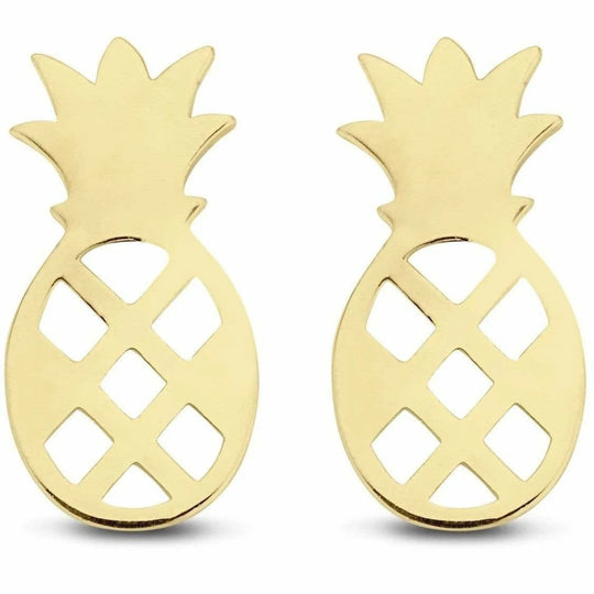 Gouden oorbellen annanas 9x5mm