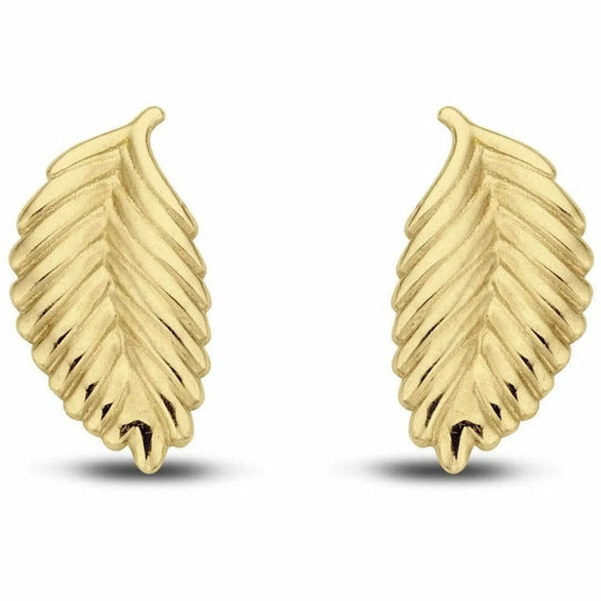 Gouden oorbellen blad 7x3mm