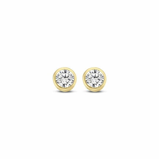 Gouden oorbellen rond 3,5mm zirkonia