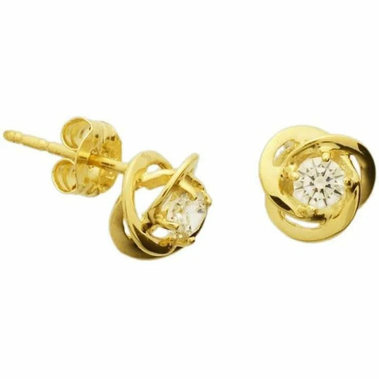 Gouden oorknoppen bloem zirkonia
