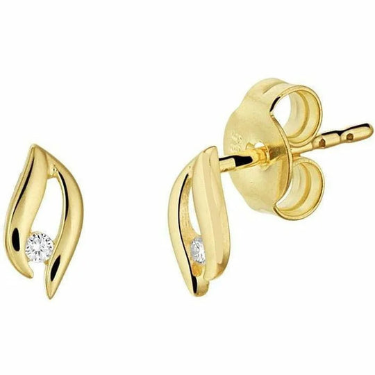 Gouden oorknoppen diamant 0.02ct (2x0.01ct) h si
