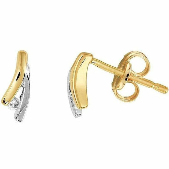 Gouden oorknoppen diamant 0.03ct (2x0.015ct) h si
