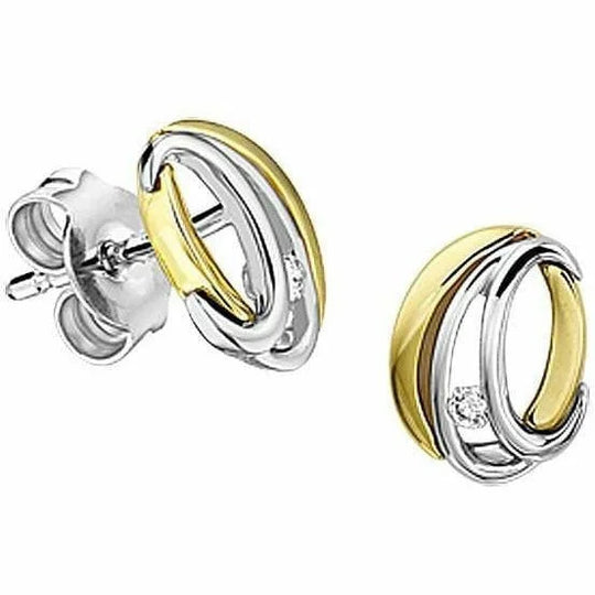 Gouden oorknoppen diamant 0.03ct (2x0.015ct) h si