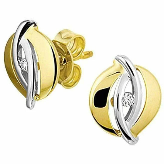 Gouden oorknoppen diamant 0.03ct (2x0.015ct) h si