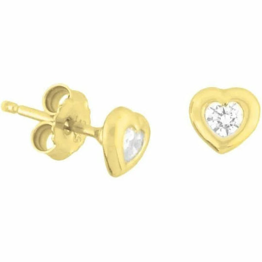 Gouden oorknoppen hart en zirkonia