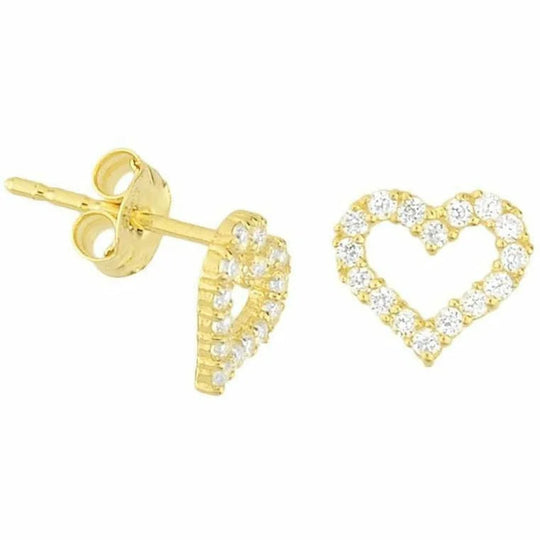 Gouden oorknoppen hart zirkonia