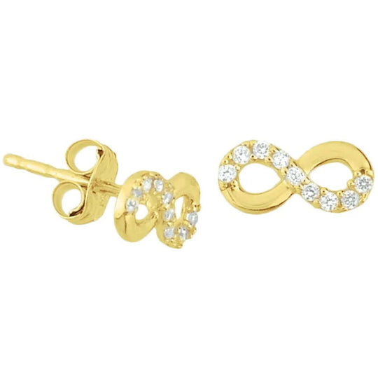 Gouden oorknoppen infinity zirkonia