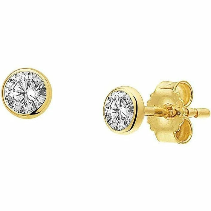 Gouden oorknoppen zirkonia - Oorsieraden