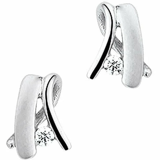 Gouden oorknoppen zirkonia poli/mat