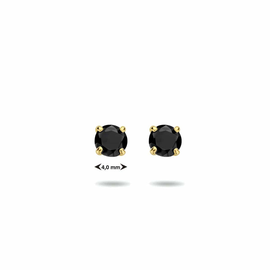 Gouden oorknoppen zwart zirkonia - Oorsieraden