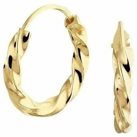 Gouden oorringen gedraaide buis