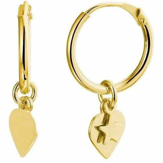 Gouden oorringen hart en ster