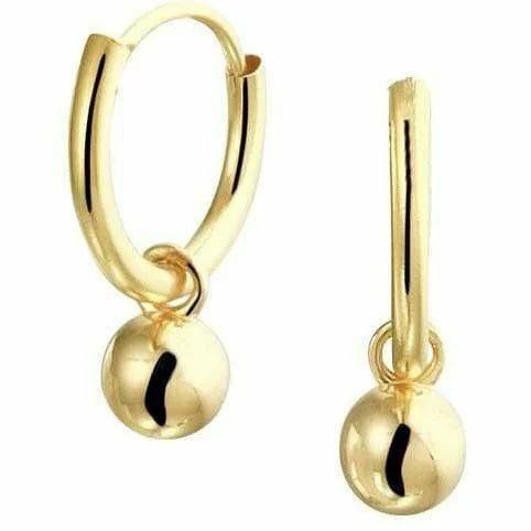 Gouden oorringen met hangers bolletjes