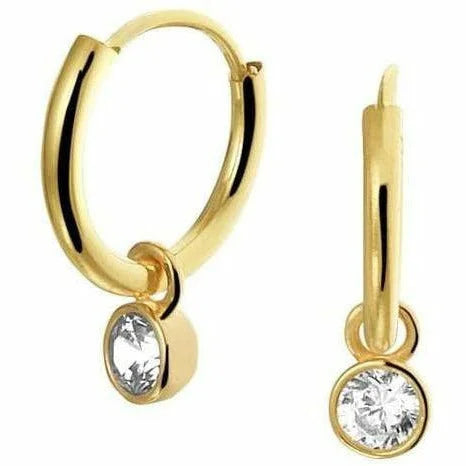 Gouden oorringen met hangers zirkonia - Oorsieraden