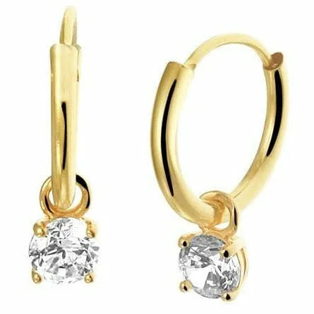 Gouden oorringen met hangers zirkonia - Oorsieraden