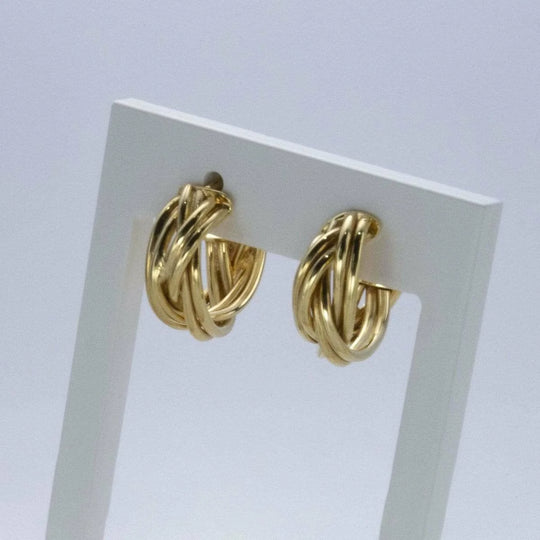 Gouden oorstekers gevlochten OR106828