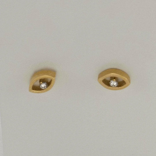 Gouden oorstekers marquise met briljant 0.02 YIE-Marquise