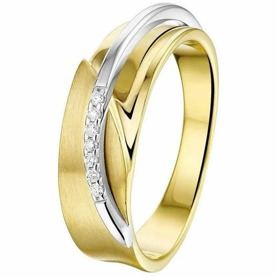 Gouden ring diamant poli/mat