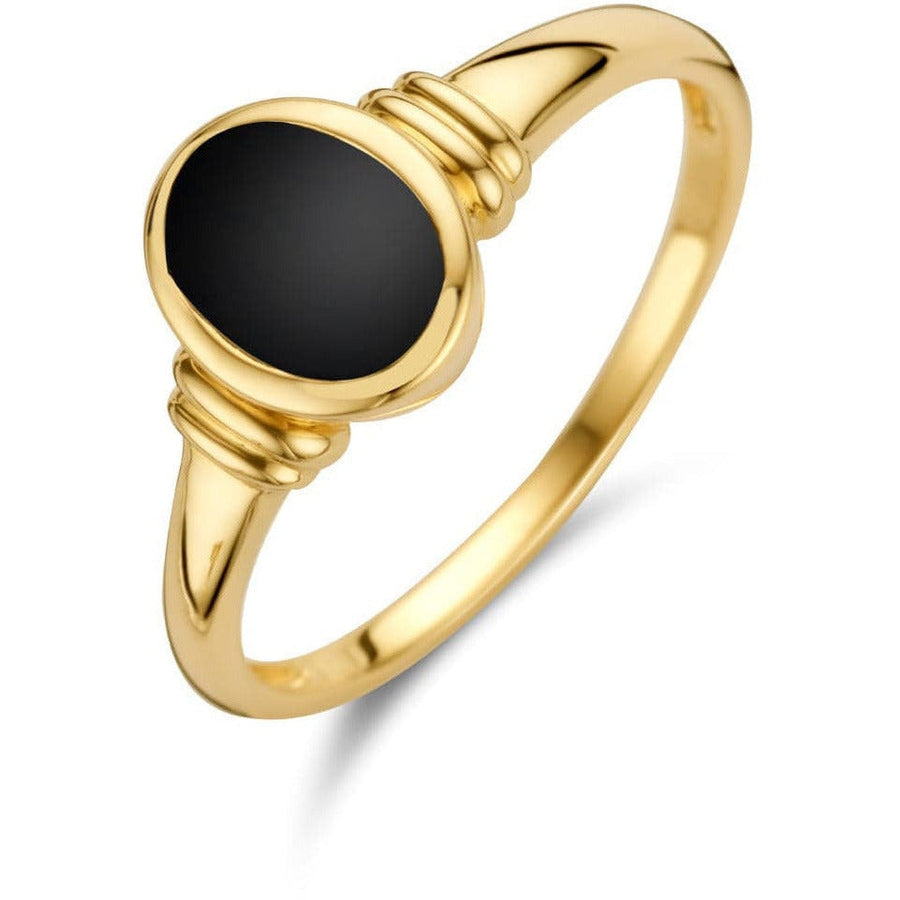 Gouden ring onyx - 15.5 - Ringen