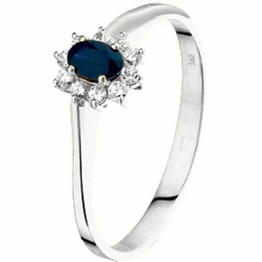 Gouden ring saffier en zirkonia