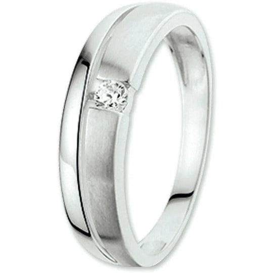 Gouden ring zirkonia poli/mat