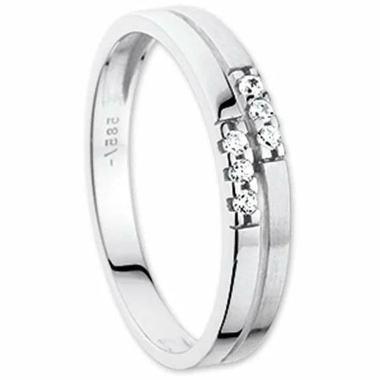 Gouden ring zirkonia poli/mat