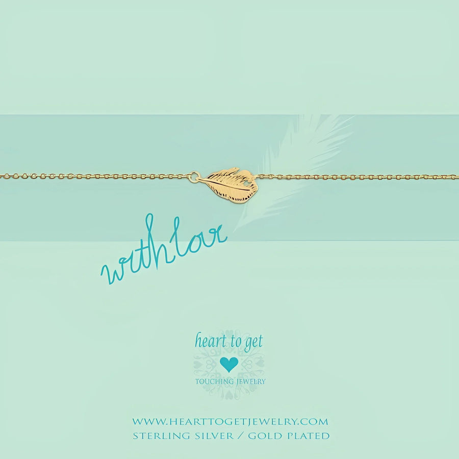 Gouden leaf charm armband B106FEA13G met zilveren ketting en goudlaag