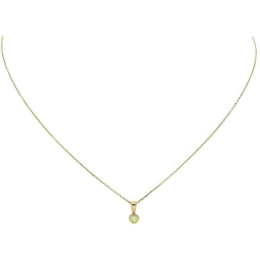 Jackie Hanger JKP20.010: 14k goud diamant hanger met groene edelsteen