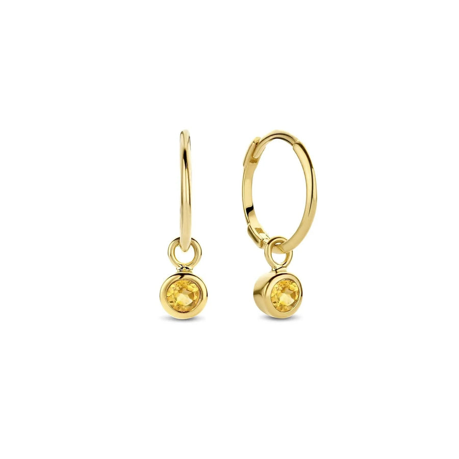 Gouden Jackie Oorbellen JKE21.007 met gele edelstenen