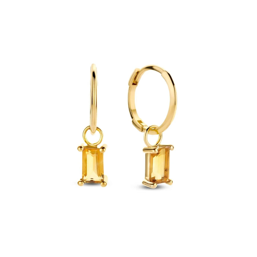 Gouden Jackie Oorbellen JKE22.157 met gele edelsteen hangers