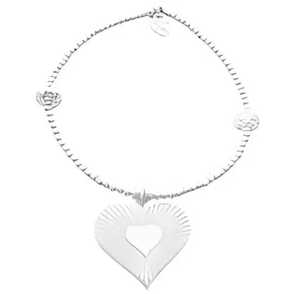 Zilveren hartvormige armband Bamba Galaxy met Joy Armband Bamba design, gesneden patroon en heldere steentjes