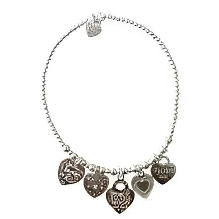 Zilveren hart charm armband met joy armband buzios design