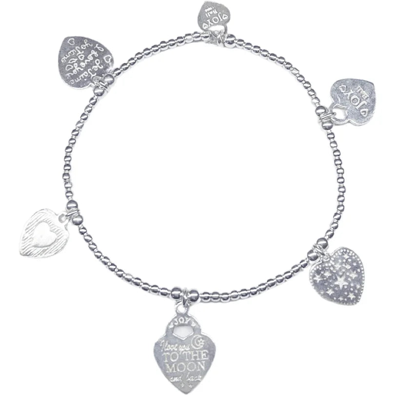 Zilveren armband buzios Joy met hart charms en kralen