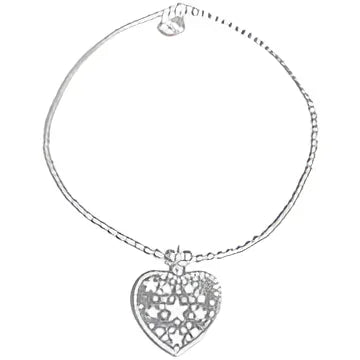 Zilveren hartvormige armband Tiny Wish Etoiles met ster en sneeuwvlok, Swarovski-kristallen