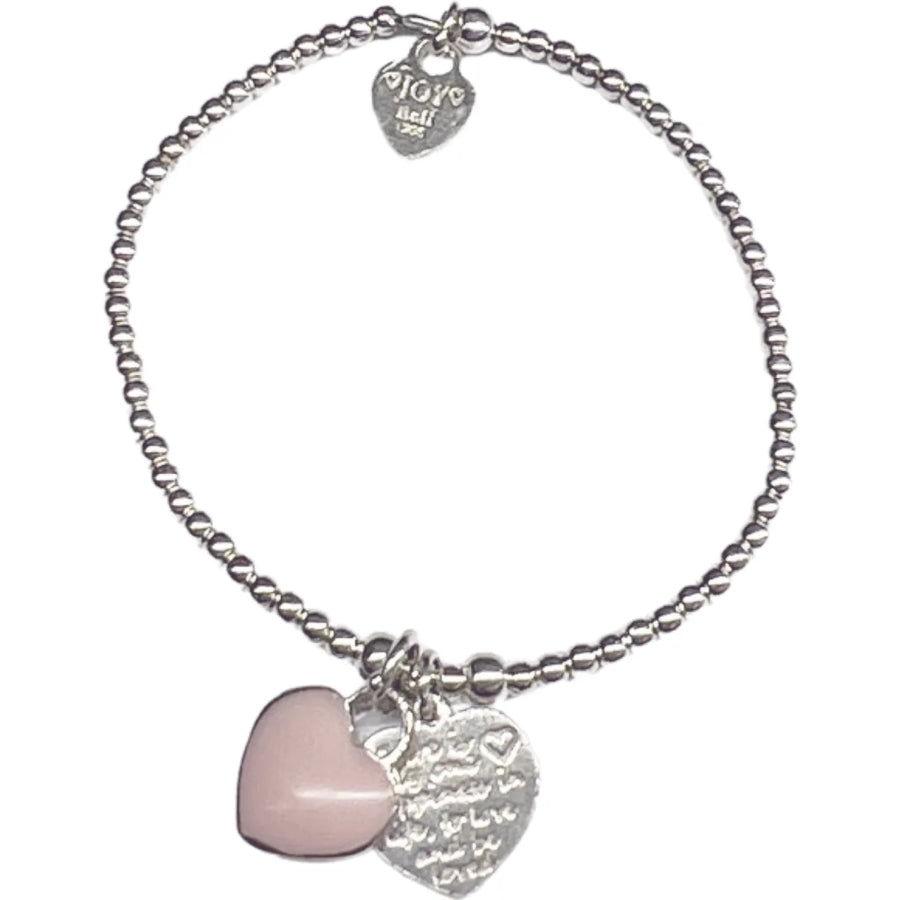 Zilveren armband met hartjes en Teen Azul Happiness voor kids