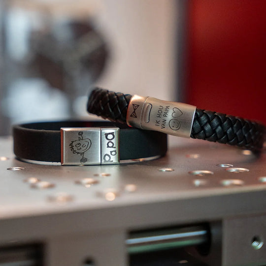 Lederen herenarmband met stalen sluiting