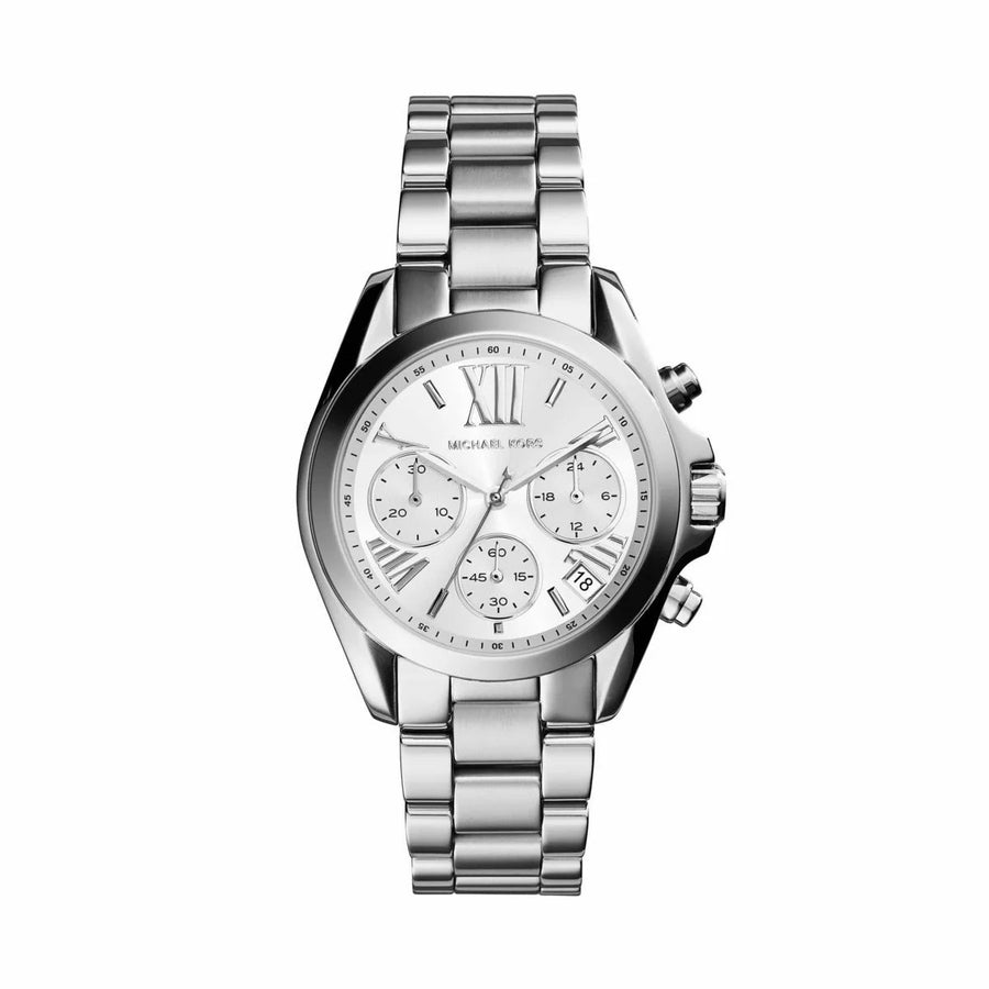 Michael Kors dameshorloge MK6174 zilver chronograaf met stalen band en witte wijzerplaat