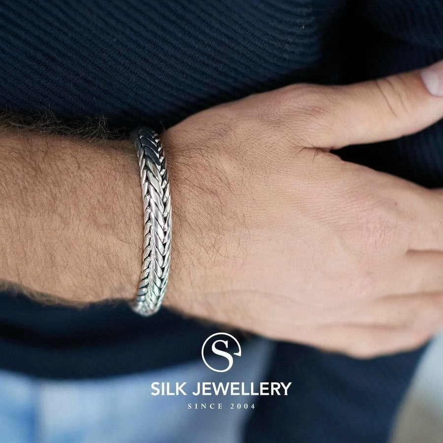 Zilveren gevlochten armband met geweven patroon - Silk armband 379 van Zwart Jewelz