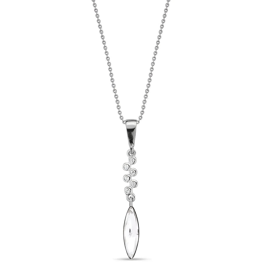 Zilveren marquise hanger ketting met diamantaccenten Spark ketting NCC420015C