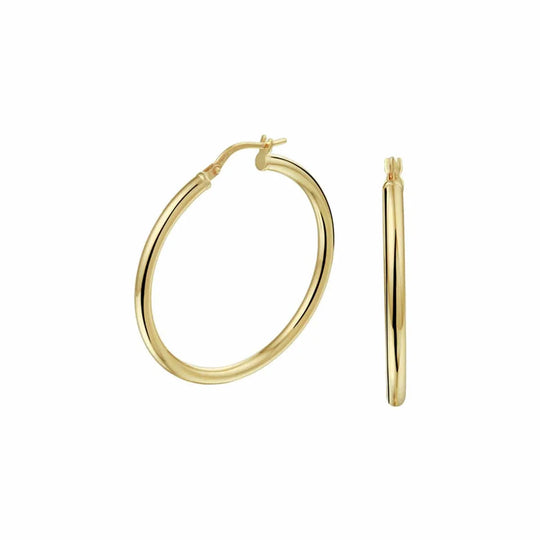 Zilgold oorringen ronde buis 2.5mm