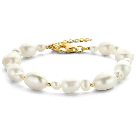 Zilver vergulde armband parels