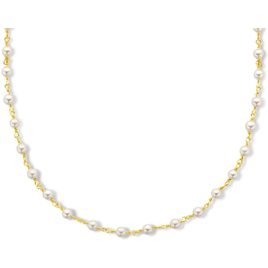 Zilver vergulde ketting synth. parel 3,0mm
