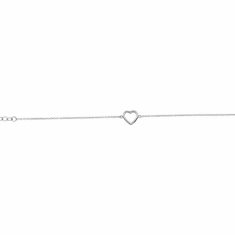 Zilveren armband hart 1,3 mm 15,5 + 2,5 cm - Armbanden