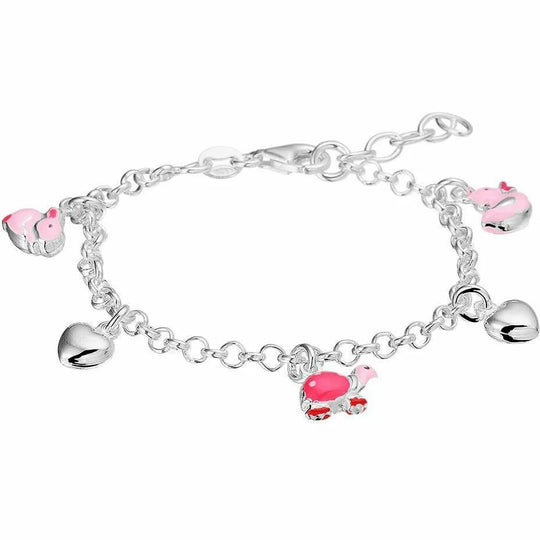 Zilveren armband hart en dieren 13 + 2 cm