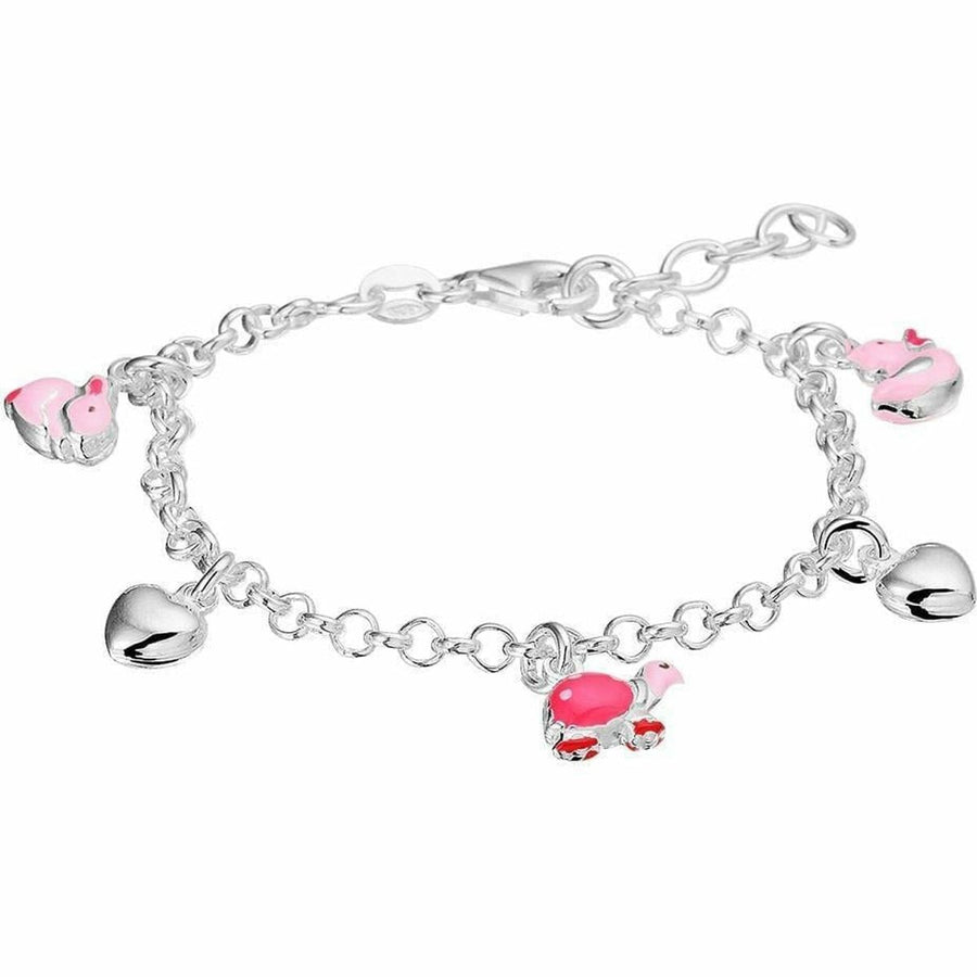 Zilveren armband hart en dieren 13 + 2 cm - Armbanden